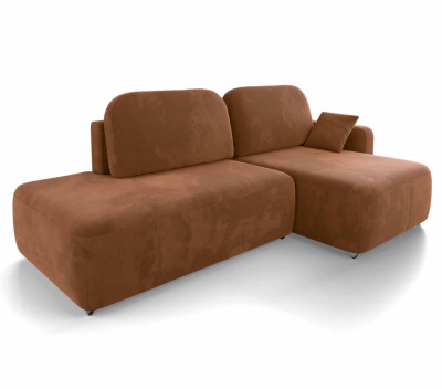 Диван-кровать, набор 1, оттоманка справа, ткань Tibet Coral